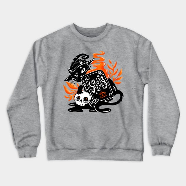 Spells cat Crewneck Sweatshirt by Magda Chonillo